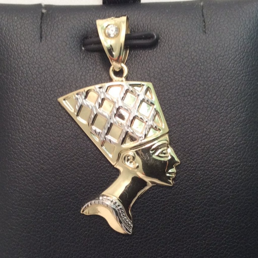10k Real Gold Nefertiti Head Cz Pendant Egyptian Queen 25gr 635$